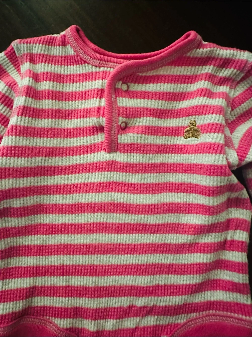 GAP baby Pink & White Striped Long Sleeve Baby Onesie